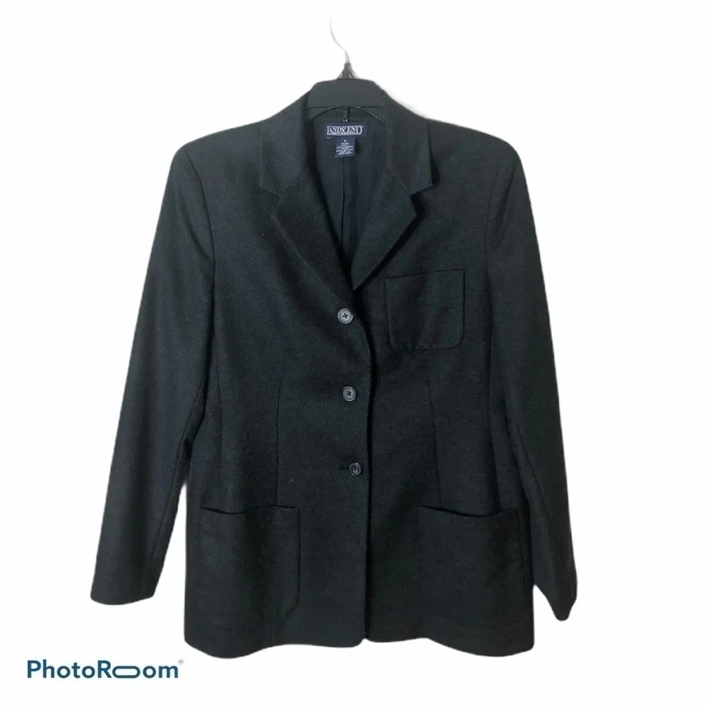 Lands End Vintage Wool Cashmere Coat 6P